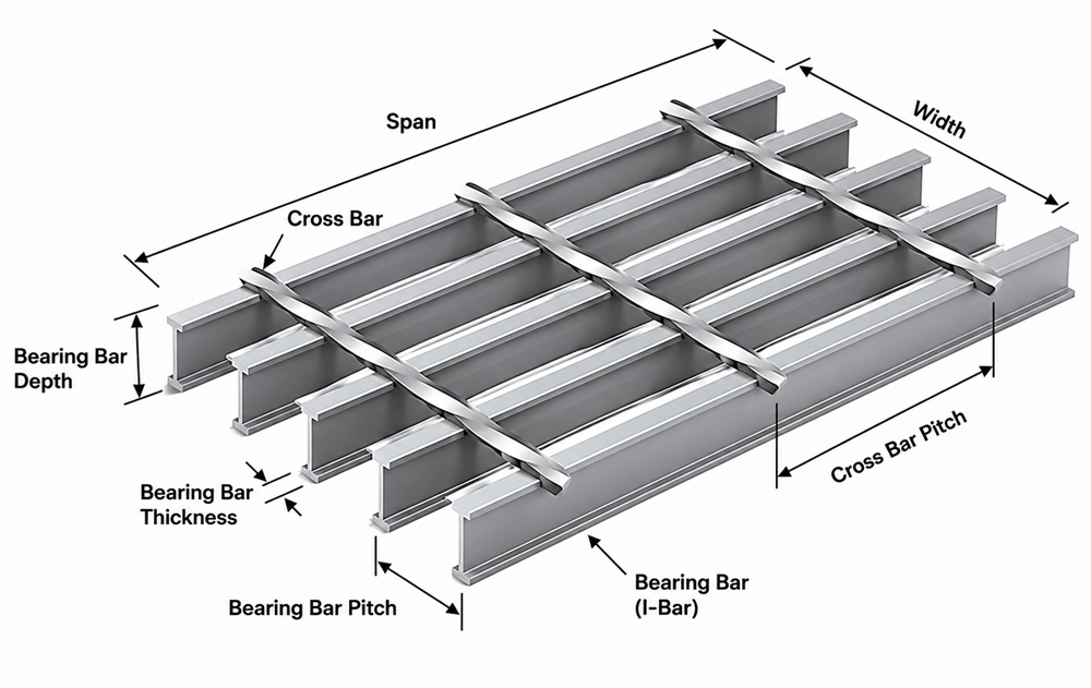 I-bar 钢格栅示意图